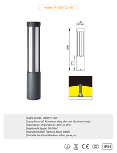 Luminaire extérieur à LED noir brillant pour pilier professionnel personnalisé OEM & ODM Lampes d'extérieur pour pelouse pour parc paysage jardin - Product Image 2