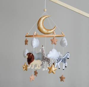 Fournitures de crèche tendance, thème <span class=keywords><strong>jungle</strong></span>, animaux faits à la main de style nordique personnalisés, jouet en feutre pour la crèche, <span class=keywords><strong>mobile</strong></span> étoile lune pour bébé - Product Image 3