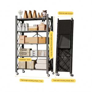 Étagère de cuisine pliable en métal pour la maison, support de rangement pour vaisselle, unité d'étagérage pliable - Product Image 4