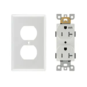 Decorator Receptacle Outlet with Wall Plate Tamper-Resistant Residential Grade Self-Grounding wall socket