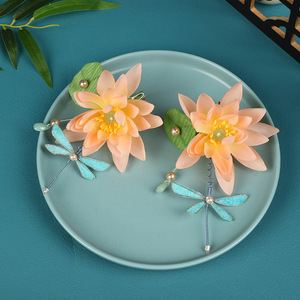 Nouveau style traditionnel chinois, coiffe Hanfu artisanale de conception originale, héritage culturel immatériel, fleur de lotus rose pour les cheveux - Product Image 4