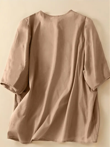 Top e <span class=keywords><strong>camicette</strong></span> Casual da <span class=keywords><strong>donna</strong></span> tinta unita t-shirt ricamate a <span class=keywords><strong>mezza</strong></span> <span class=keywords><strong>manica</strong></span> traspirante - Product Image 3