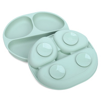 Ensemble de vaisselle en silicone pour bébé, kit d'alimentation, assiette à ventouse divisée bicolore pour la diversification alimentaire