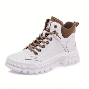 Nouvelle Collection : Baskets Montantes Chunky pour Femme – Design Patchwork en Cuir PU, Lacets, Tendance Décontractée Automne Hiver - Product Image 1