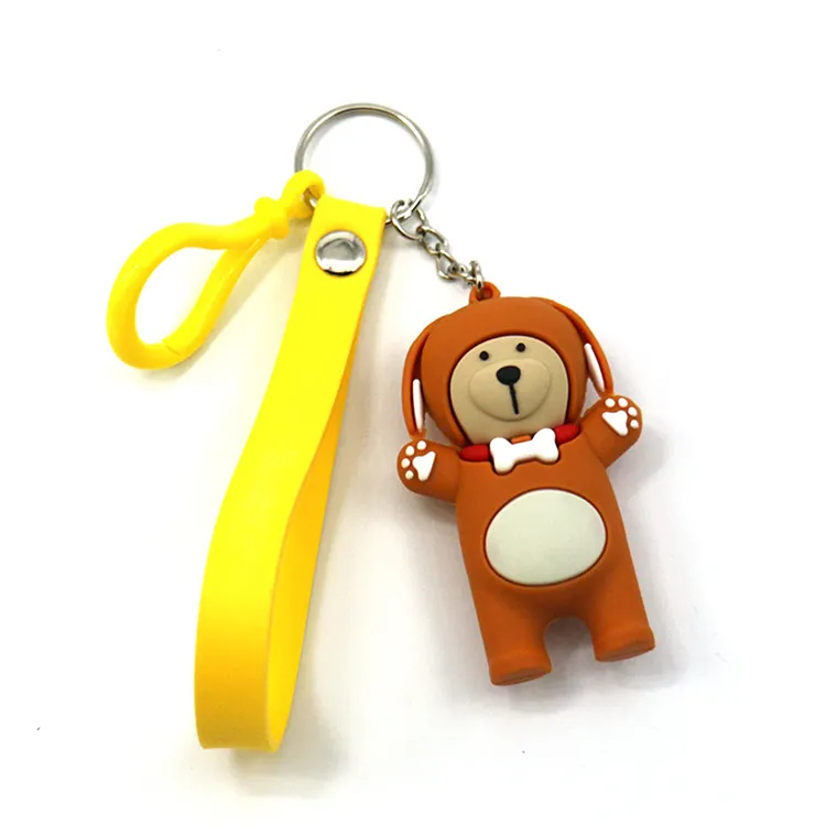 High Quality Silicone Keychains For Women Customised Blank Plastic 3D Soft Pvc Animal Cute Keychain Ring