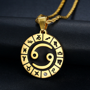 Collar de Acero Inoxidable Chapado en Oro con Colgante de Moneda de <span class=keywords><strong>Signo</strong></span> Zodiacal Personalizado, Joyería de Alta Calidad Sin Deslustre - Product Image 4