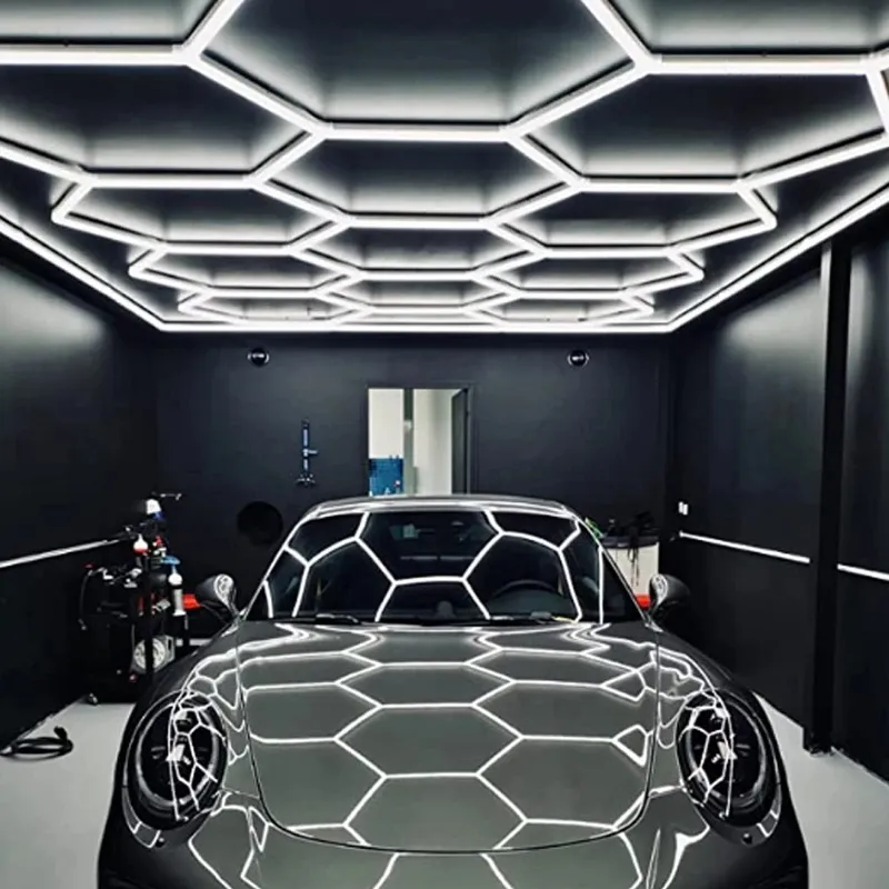 Durlitecn Custom DIY Car Wash Detailing Lighting Led Ceiling Wall Lamp Luz LED Garage Light Honeycomb Working Hexagon Lights