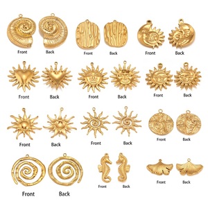 Mode besi tahan karat Retro Spiral pusaran matahari pesona DIY perhiasan anting kalung ukuran besar liontin emas pembuatan warna