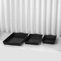 Liyunda plateau d'équipement de restauration 6CM 3 pièces capacité S/M/L acier inoxydable noir Commercial Dessert assiette d'affichage des aliments pour Pizza