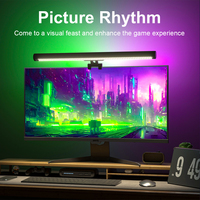 Barra de Luz RGB para Monitor, Sincronización con Música, Sensor de Sonido, Lámpara Colgante para Pantalla, Regulación Continua, 5 Temperaturas de Color, Cuidado de la Vista para Computadora