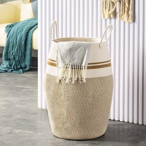 Grand Panier à Linge Moderne en Corde Tressée avec Poignées pour la Décoration d'Intérieur - Product Image 3