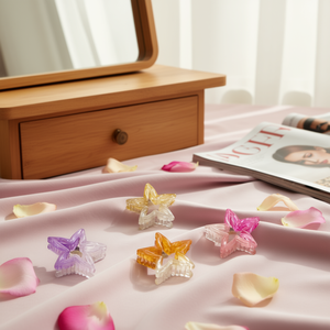 Fermaglio per capelli a forma di stella a cinque punte bicolore da 8 cm - Product Image 3