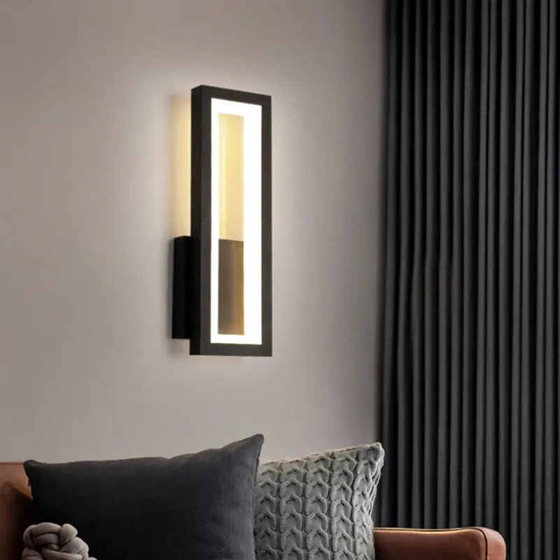Modern Minimalist Wall Lamps Living Room Bedroom Bedside Ac96v-260v Led Sconces Black White Lights Aisle Lighting Decoration