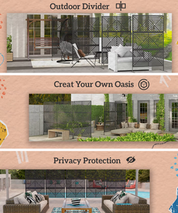 Waterproof Indoor Outdoor Art Deco Metal Privacy Laser Cut Powder Coated Garden Decor for Home & Office <b>Door</b> Privacy <b>Screen</b> - Product Image 5