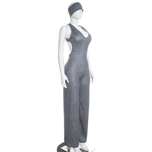 Viviblook D26JP243 Combinaison de yoga pour femme, nouvelle collection automne, sexy, sans manches, couleur unie, dos nu, décontractée, une pièce, avec bandeau - Product Image 4