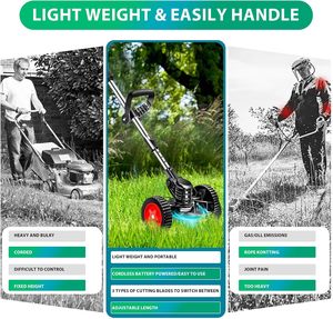 Cortadora de Césped Eléctrica de Litio de 21V, Inalámbrica, con Mango Telescópico, 1500W, Multifunción, con Dos Baterías y <span class=keywords><strong>Ruedas</strong></span> - Product Image 6