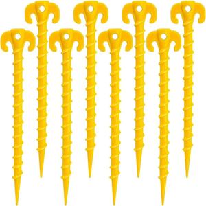 Estaca de suelo de plástico amarillo de alta visibilidad para fijar toldos de playa y tapetes, equipo para exteriores - Product Image 3