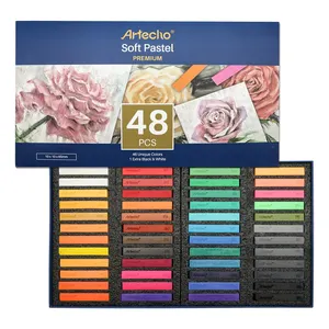 Artecho – lot de 48 bâtons de craie à dessin de couleur Pastel doux, carrés pour fournitures artistiques scolaires