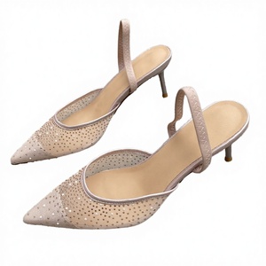 Zapatos de mujer de PU para exterior, elegantes, de malla, de verano, con punta, de caña alta, con cordones, tacón fino, ligeros, a la moda, con diseño calado - Product Image 3