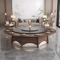 Table à manger électrique moderne de forme ronde pour 20 personnes Hotel Club Restaurant avec lumières Plateau en marbre Plateau de roche Plateau tournant Lazysuan