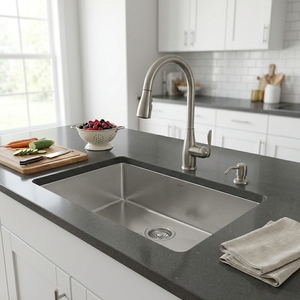 Fregadero de cocina de acero inoxidable de diseño moderno, de un solo tazón, rectangular, cepillado, para empotrar, marca OEM de Vietnam - Product Image 6