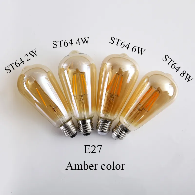 ST64 E27 Ampoule à filament LED à intensité variable 2W 4W 6W Vintage Edison Smart Bulbs