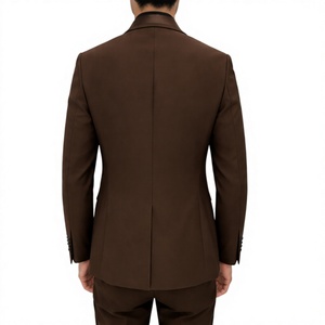 Costume de smoking marron confortable en polyester pour homme, simple boutonnage, revers cranté, style britannique, idéal pour mariage, soirée, bal de promo, banquet - Product Image 4