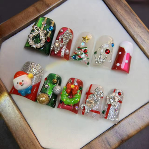 <span class=keywords><strong>Uñas</strong></span> postizas acrílicas <span class=keywords><strong>de</strong></span> pato Y2K <span class=keywords><strong>de</strong></span> Navidad al por mayor, 3D hechas a mano, reutilizables, <span class=keywords><strong>de</strong></span> alta gama, con forma <span class=keywords><strong>de</strong></span> abanico, 10 unidades, personalizables - Product Image 6