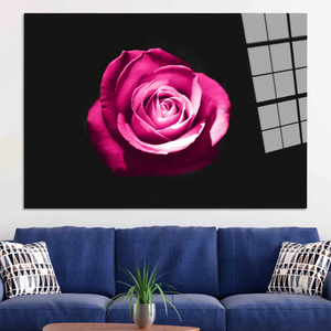 Printed <b>Canvas</b>: Pink Rose Botanical Tempered Glass <b>Wall</b> Art,TEMPERED GLASS ART - Product Image 2