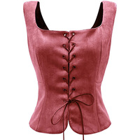Gilet en daim pour femme, style animation de pointe, col carré vintage, avec laçage, pour déguisement, cosplay et tenue d'Halloween