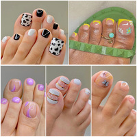 Faux ongles à presser pour les orteils, en matériau ABS, style tendance, collection en gros, amovibles, pour l'exportation