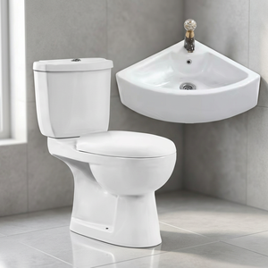 Ensemble WC deux pièces en céramique avec lavabo mural, double chasse, siphon en P et en S, pour la vente en gros en Afrique - Product Image 5