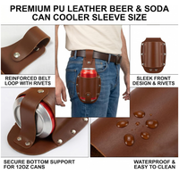 Porte-canette vintage en cuir PU avec passant de ceinture, support portable pour canettes de bière, soda et boissons, idéal pour le camping en extérieur, avec logo personnalisé