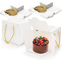 Petite boîte à gâteau avec fenêtre et poignées, boîtes de boulangerie blanches avec supports, conteneur portable pour gâteau individuel, boîte à friandises pour fraises