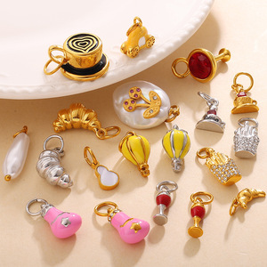 จี้แฟชั่นรูปอาหาร ทำจากโลหะผสมสังกะสี สำหรับทำเครื่องประดับ DIY  จี้รูปแฮมเบอร์เกอร์และเฟรนช์ฟรายส์น่ารัก ขนาดเล็ก เหมาะสำหรับทุกเพศ - Product Image 3