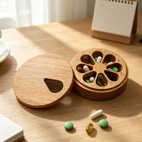 Boîte à médicaments personnalisée en bambou à sept compartiments découpés au laser, boîte de rangement portable hebdomadaire pour médicaments, vitamines et pilules