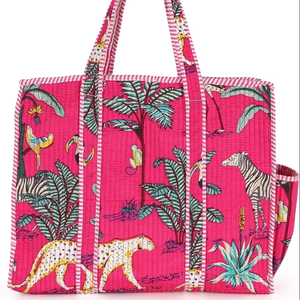 Kit de Maquillaje de Algodón 100% Puro de Primera Calidad para Mujer, Estampados de Animales y Flores, Correa de Hombro, Diseño Ligero con Cierre - Product Image 1