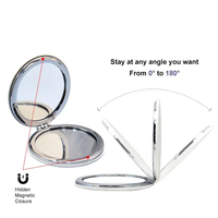 Usine personnalisé blanc en cuir PU miroir de poche rond/Rectangle/carré/formes de coeur miroir de maquillage pliant