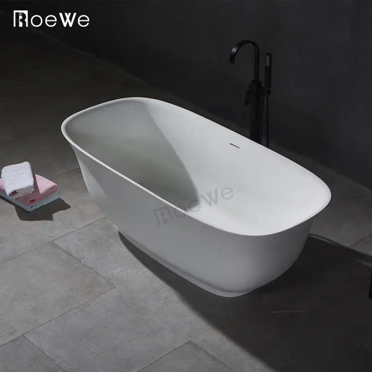 Luxus massivem guss marmor stand badewannen, einweichen bad benutzerdefinierte größe feste oberfläche composite stein harz freistehende badewanne