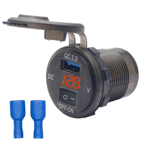 A73 단일 USB 포트 배터리 전압계 ON/OFF 스위치 QC3.0 호환 오토바이 용 12-24V DC 차량용 충전기 차량 자동차 - Product Image 1