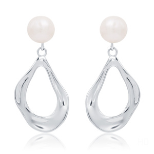 Boucles d'oreilles KAMMY en argent sterling 925, géométriques, tendance, irrégulières, torsadées, grandes, pendantes, minimalistes, pour un usage quotidien - Product Image 1