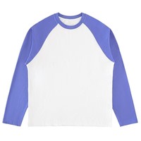 T-shirt à col rond en coton 100% tricoté à manches raglan 230g |   T-shirt décontracté uni pour homme, coupe ample, respirant, détection par aiguille