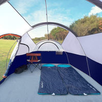 8 personnes 190t Polyester Double Couche Tous Temps Imperméable Spacieux Grand Intérieur Tunnel Famille Camping En Plein Air Tente