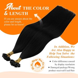 Extensiones de Cabello Remy de Doble Trama con Punta en <span class=keywords><strong>U</strong></span> de 12-28 Pulgadas, Color Negro Intenso, Punta en K Suave, Aspecto Natural, para Cabello Fino de Mujer - Product Image 6