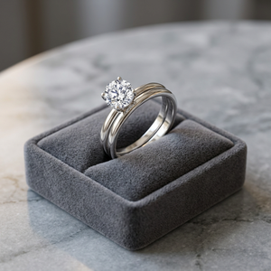 Classic Gold Plated Moissanite Solitaire <b>Ring</b> Set S925 Sterling Silver Matching Wedding Anniversary Party <b>Couple</b> <b>Rings</b> RCK - Product Image 2