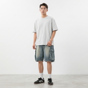 <span class=keywords><strong>Pantaloncini</strong></span> Estivi Casual da Uomo in Denim, Vestibilità Larga <span class=keywords><strong>con</strong></span> Grandi Tasche Laterali, Vita Media, Stile Boyfriend, Traspiranti, <span class=keywords><strong>con</strong></span> Cerniere, Tessuto Streetwear Hip Hop - Product Image 2