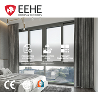 Fenêtre coulissante en aluminium EEHE, certifiée CE, à rupture de pont thermique, coupe-vent, design en aluminium, cadre en grille, fenêtre coulissante en aluminium