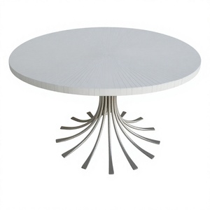 Hot Selling Amson Brass Adjustable Height Modern Design Metal Aluminium <b>Frame</b> Decorative <b>White</b> Top Coffee Table for Living Room - Product Image 1