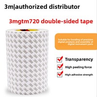 Ruban adhésif double face authentique 3M GTM720 de 0,2 mm, rouleau de 20 mm x 50 m, ruban transparent 3M GTM720P pour usage automobile et industriel, ruban PET 3M