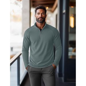 Sudadera de Forro Polar con Cierre de Cremallera para Hombre, Ligera, Térmica, Corte Regular, Cuello Alto, Material de Poliéster - Product Image 4